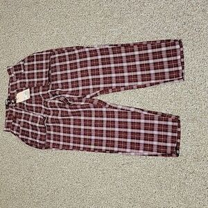 Missguided women's burgundy plaid pants. NWT sz 4 pet Polyester/cotton